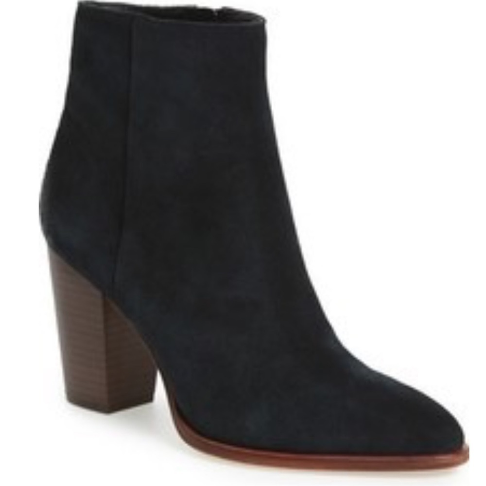 Sam Edelman Blake black suede almond to inside‎ zip ankle boots booties Sz 9
